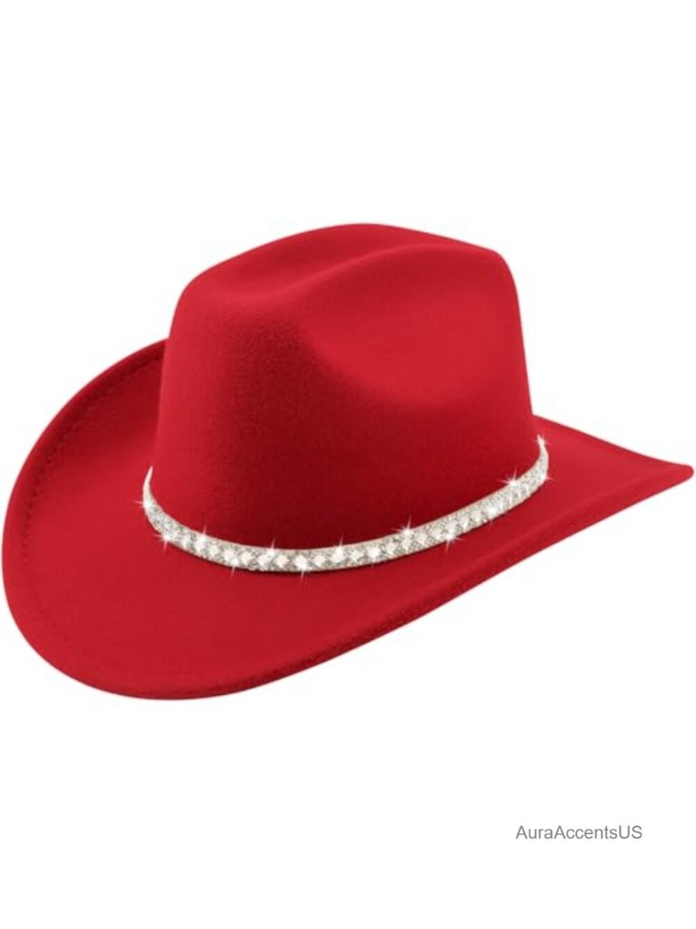 Western Cowboy Hat Wide Brim Glitter Rhinestone Felt Fedora